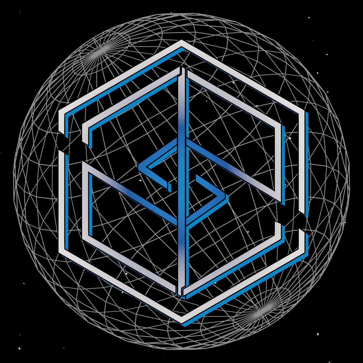 Striveloom brand mark — interlocking hexagonal S inside a wireframe sphere